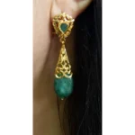 Boucles d’Oreilles Jade Mautassin en or jaune et pierre verte